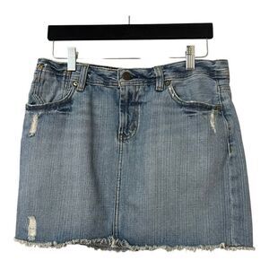 Ralph Lauren Polo Gigi Cotton Lightwash Distressed Denim Jean Skirt Women 8/29